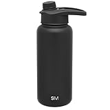 Simple Modern Water Bottle with Chug Lid Vacuum Insulated Stainless Steel Metal Thermos Bottles | Reusable Leak Proof BPA-Free Flask for Sports | Summit Collection | 32oz, Midnight Black