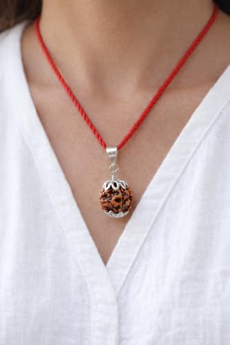 Image of Certified 5 Mukhi Rudraksha Pendant | Original Panchmukhi Bead with Certificate | Natural Nepali Rudraksha for Men & Women | Spiritual Locket With Black Thread