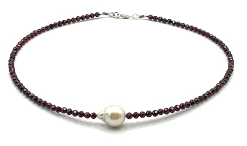 Collier Grenat Rouge et perle baroque, votre touche d'élégance pour le quotidien