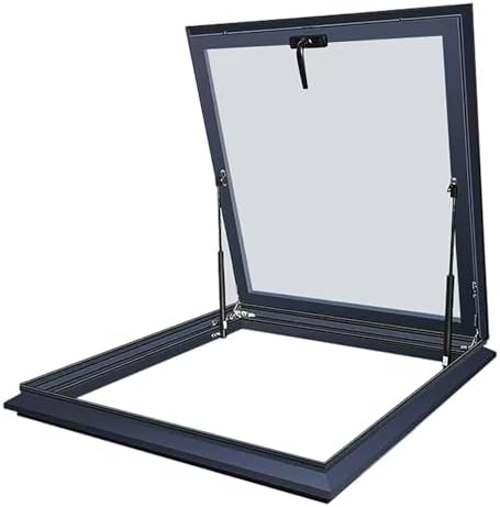Attic Skylight Cover for Sloped & Flat Roofs - 60x100cm Double-Layer Tempered Glass Window Well with Manual Venting for Enhanced Natural Light & Energy Efficiency