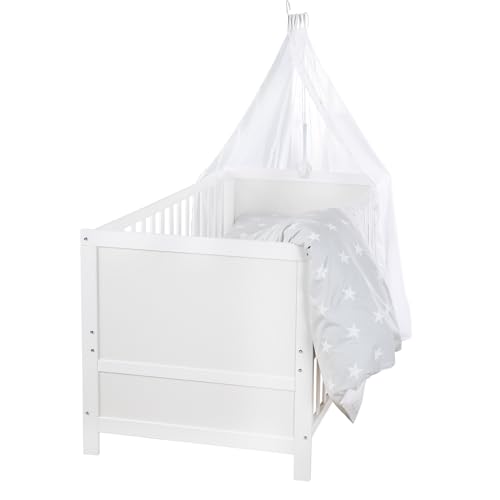 roba Kinderbettset „Sterne grau“ – mitwachsendes Babybett...
