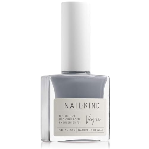 NAILKIND Grey Nail Polish - Easy Sunday - Muted Blue Grey Nail Varnish - Vegan Nail Lacquer + Peta Certified + Cruelty Free - Quick Drying Long Lasting - Chip Resistant Manicure - 8ml