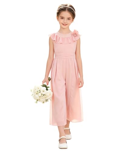 Mono formal rosa de boda para niñas de 9 a 10 años con malla