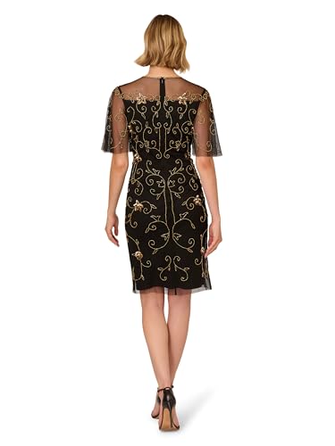 Adrianna Papell Women's Beaded Illusion Neck Dress2