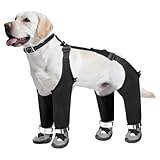 Diseño de estabilidad mejorado: las botas de nieve para perros con correas ajustables para las piernas proporcionan un ajuste cómodo para botas de perro de caña alta, minimizando el movimiento para proteger las articulaciones y evitar arañazos de grava cuando los perros de raza grande caminan o corren en entornos al aire libre desafiantes