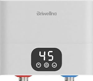 Briwellna Elektrisch Instant Durchlauferhitzer Küche Klein Warmwasserbereiter mit LED Temperaturanzeige 220v 5500W für Küche und Badezimmer