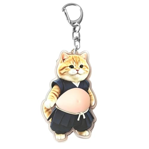 Breloque Chat de Sac à Main,Décorations en Acrylique à Motif de Chat avec Ventre à Presser,Breloque pour Sac Tote Bag Femme - Pour Étudiants, Enseignant,...