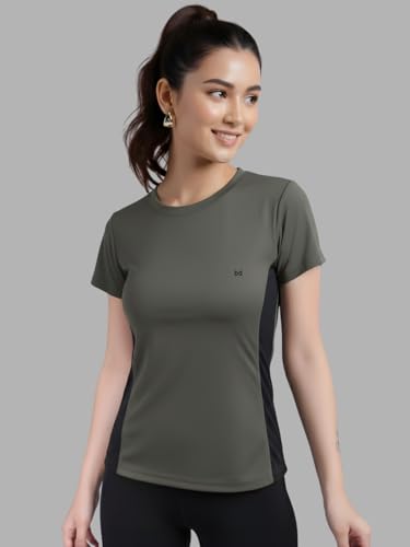 Image of White Moon Gym Tshirt for Women Workout Dry Fit t Shirt Sports Tshirt | Gym Tops for Woman | Lightweight Round Neck Breathable Half Sleeve Activewear Running Yoga Tops for Woman