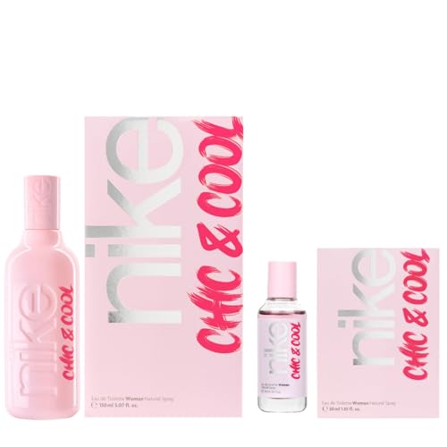 NIKE - Chic & Cool Promoción 150 ml + 30 ml, Colonia Mujer, Pack 2 Productos, Perfume Formato Spray, Eau de Toilette Natural y Femenina, Aroma Afrutado, Fragancia Dulce