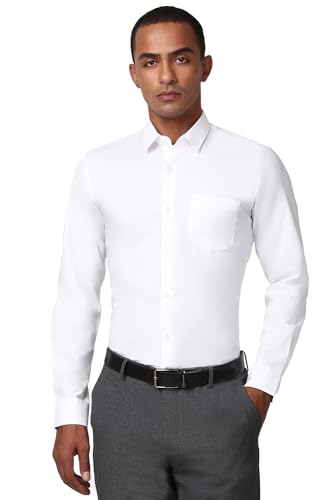 Image of Peter England Men Polycotton Slim Fit Full Sleeve Stretchable Solid Formal Shirt | Lycra Comfort