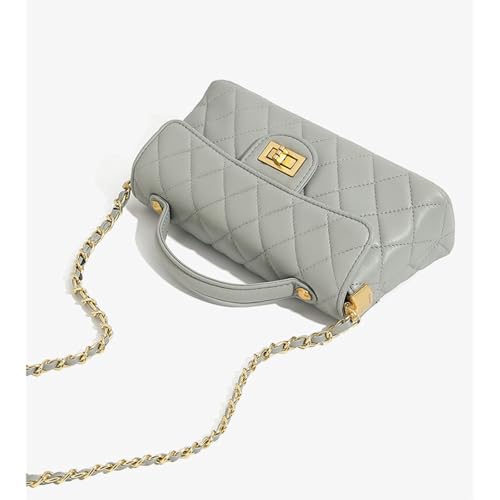 Small Quilted handbag for women,trendy genuine leather shoulder bag,top handle crossbody bag with chain,purse3