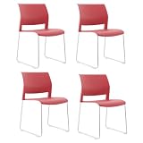 Eigentlich Stapelstuhl Kufengestell Sitzschale rot, 4er Set