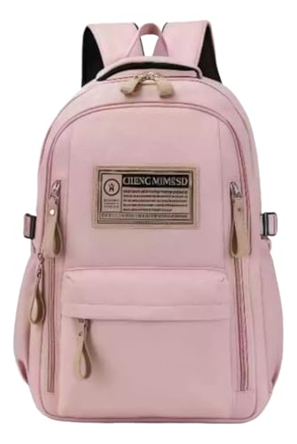 Mochila Grande Reforçada, Impermeável, com Compartimentos Amplos para Escola, Trabalho e Viagem, Alças Acolchoadas (Rosa)