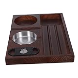 Utilisation intérieure et extérieure : conçu pour la polyvalence, idéal pour une utilisation dans votre salon, votre bureau ou vos sur la terrasse extérieure, plateau à cigarettes en bois, cendrier extérieur