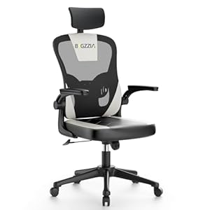 bigzzia Ergonomic Office Chair – Computer Desk Chair with Adjustable Headrest, Gaming Chair, Work Chair Study Chair Swivel Chair with Casters for Meeting Room and Office (Black and white)