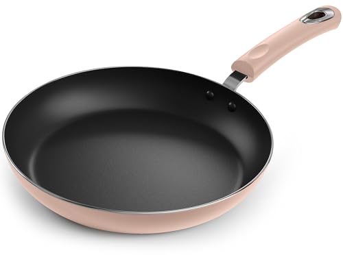 Utopia Kitchen Saute Fry Pan Nonstick Frying Pan - 11 Inch Induction Bottom - Aluminum Alloy and Scratch Resistant Body - Riveted Handle (Pink-Black)