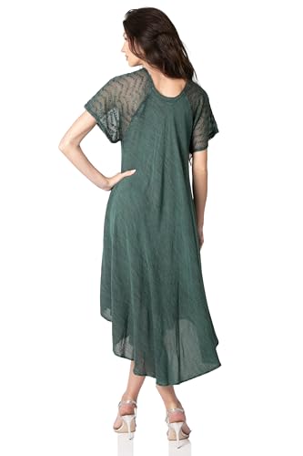 Image of Sakkas Egan Long Embroidered Caftan Dress /Cover Up with Embroidered Cap Sleeves
