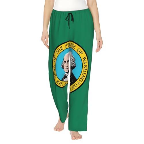 Pantalon de pyjama respirant et doux imprimé drapeau Washington femme S-3XL