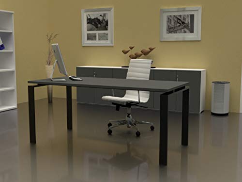 Oficit Mesa De Oficina Ideal Para Teletrabajo, Despachos, Sala De Estudios Y Ordenadores. Con Gran Amplitud Para Dar Más Comodidad, Con Estructura Metálica Negra. 160x80, Gris Grafito Oficit Mesa De Oficina Ideal Para Teletrabajo, Despachos, Sala De Estudios Y Ordenadores. Con Gran Amplitud Para Dar Más Comodidad, Con Estructura Metálica Negra. 160x80, Gris Grafito