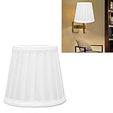 2Pcs Small Fabric Lampshade, E14 Clip On Pleated Barrel Lamp Shades Chandelier Lampshade, Vintage Small Lamp Shades for Table Lamps, Floor Lamps (White) - Image 5