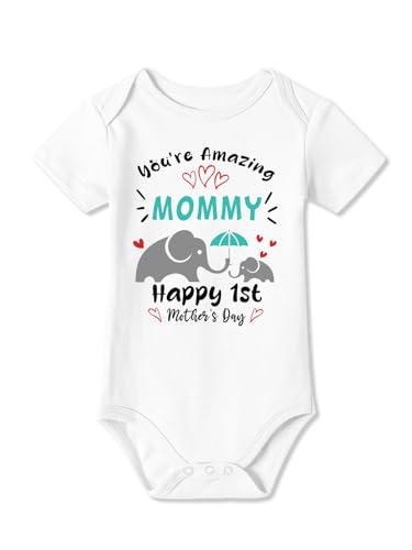 BesserBay Baby Happy Fathers Day Onesie Short Sleeves First Father's Day Outfit 0-12 Months