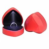 BUBBLE-FLY Heart Shape LED Ring Box, Red Velvet Jewelry Box for Engagement Wedding Proposal, Anniversary Birthday Gift,Red Velvet Interior, Concealed Hinge Design(1Pack)
