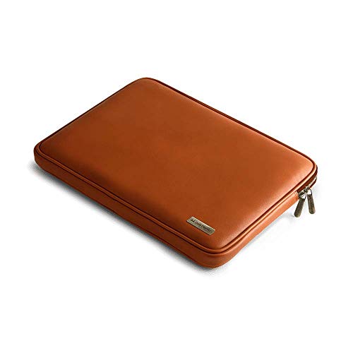 Image of DailyObjects Zippered Sleeve for MacBook & Laptop 13 Inch | Solid Tan PU Leather Sleeves with Inner Lining | Durable Stylish Light Weight Sleek Design with Zip Closure