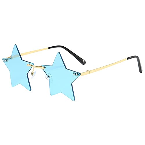 Dollger Lunettes de Soleil Star Sans Monture pour Femme Trendy Pentagram Transparent Shades Lunettes de soleil Protection UV400 Cover