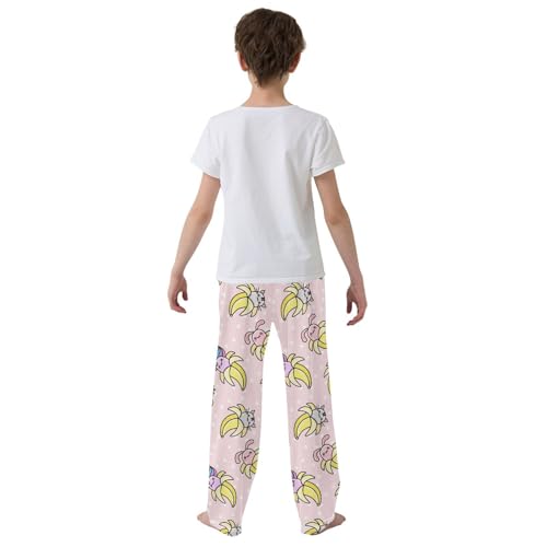 Boys' Pants Cute Bananas Pink Funny Cat Lion Rabbit Long Bottoms Jogger Pant Elastic Waist Trousers with Pockets S-XL3