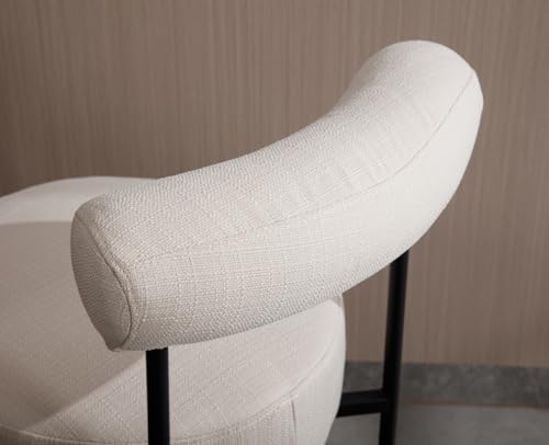 EALSON Modern Counter Height Bar Stools Set of 2 Linen Upholstered Barstools with Curved Open Back/Round Seat Fabric Comfortable Bar Chairs for Kitchen Island, 26 Inch Beige