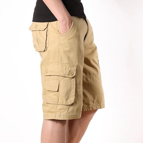Shorts cargo de algodón casual para hombre, multi bolsillos miniatura 6