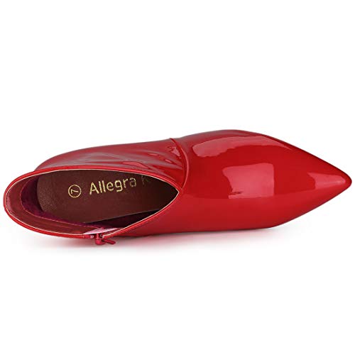 Allegra K Women's V Shape Pointed Toe Red Stiletto Heel Ankle Boots - 9 M US