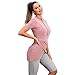 Women Modest Swimsuits Muslim Swimwear Full Cover Swimsuit Crop Short Burkini Front Zipper Swimming Top Carpi Pants Hijab 3Pcs Sun Protection Rash Guard Surfing Suit Arabic Swimming Costume Pink XL