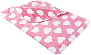 allpetsolutions Coral Heart Print Pet Blanket | Warm Puppy Blanket | Cosy Cat Throw | Washable Pet Throw | Soft Blanket for Pets | Fluffy Pet Bedding | 100 x 70cm