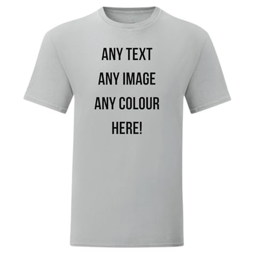Style It Up Personalised Kids Unisex Printed Cotton T-Shirt Girls Boys Any Text Any Photo (Solid Grey, 14-15 Years)