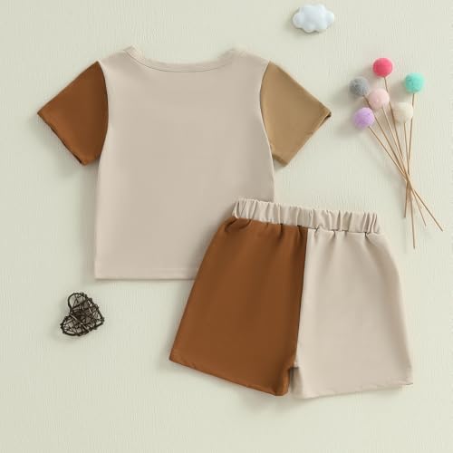 Giraropa Baby Boy Clothes Letter Print Short Sleeve Tops Contrast Color Shorts Set Infant Outfits Toddler Boy Summer Clothes4