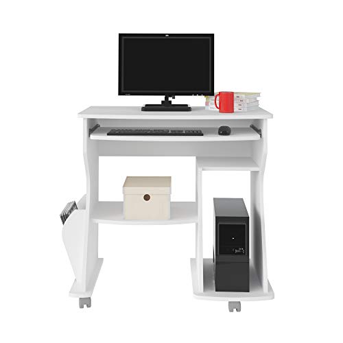 Mesa para Computador com rodízios e revisteiro 160 cor Branco - Artely