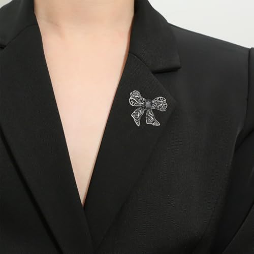 Image of Rhinestone Bow Brooch Vintage Crystal Large Bowknot Brooches for Women Brooch Pin Wedding Fashion Jewelry Accessories,Women Gift