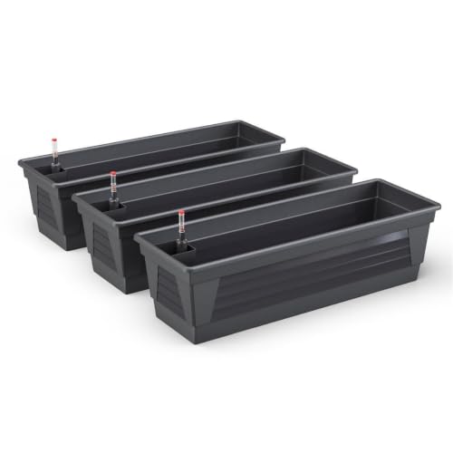 Plastard Blumenkasten 3er-Set 80 cm Anthrazit - mit Bewässerungssystem