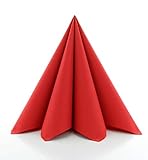 Prime Guest Servietten ROT | Premium Edition für Hochzeiten und Feiern Airlaid | stoffähnlich | 50er Packung | 50 Stück | 40 x 40 cm | ¼ Falz