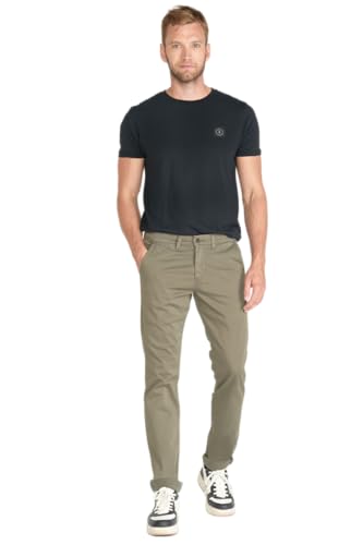 Pantalon Chino Slim confortable Le Temps des Cerises ajusté camel