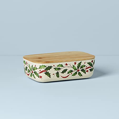 Lenox 893501 Holiday Rectangular Server With Wooden Lid The Home