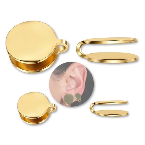 15mm & 10mm Keloid Pressure Earring Set for Women and Men - Clip on Compression Earrings for Swelling (Gold)