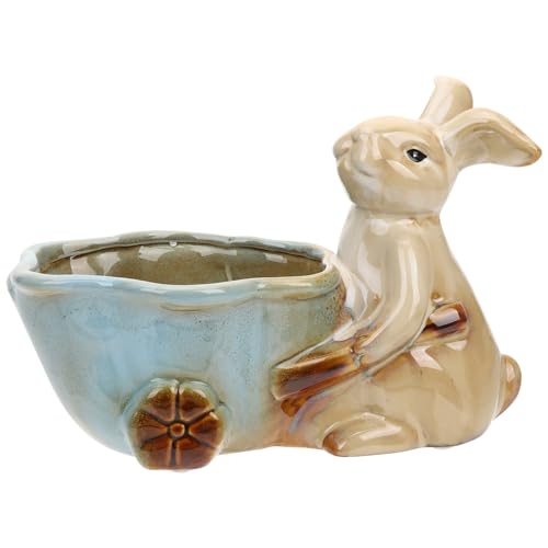 Ciieeo Bandeja de Cerámica Estatua de Conejo, Soporte Decorativo para Escritorio, Plato Organizador para Llaves, Teléfono y Joyas, Almacenamiento Versátil para Oficina y Hogar, Color