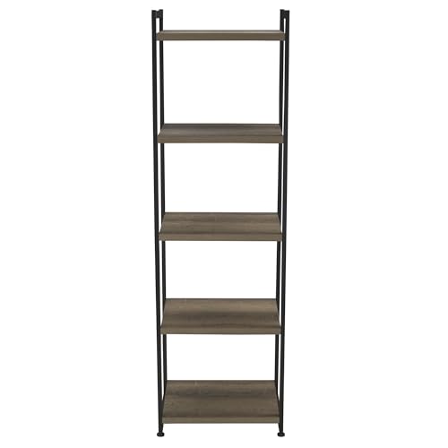 Household Essentials 5 Tier Storage Tower Metal, Grey Shelf – Black Frame, Ashwood - Thumbnail 6