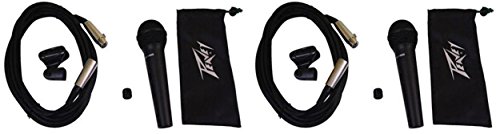 Pair Of (2) Peavey Pvi100Xlr Wired Dynamic Cardioid Vocal Microphones + Carrying Pouch + Mic Clip + Xlr Cable #TOP6