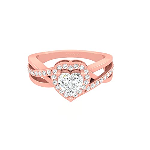 Bague de fiançailles cœur argent 925 imitation diamant 1 carat pour femme