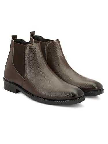 Image of HERMIZ Men's Chelsea Boots | Handcrafted | High Ankle Boot| Comfortable Formal Office & Casual Wear Shoes