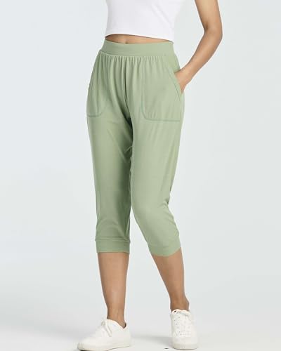 Real Essentials 3 Pack: Women's Ribbed Capri Jogger Lounge Sweatpants with Pockets Yoga Workout (Available in Plus Size)4