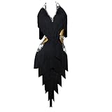 ZHQNZJF Fringe Latin Dance Dresses for Women Cha Cha Performance Dancing Outfit Rhinestones Dance Clothes for Rumba Tango,B,S